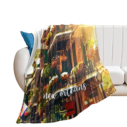 Flanell-Überwurfdecke für Couch, New Orleans Bettdecke, gemütliche Couch und warme Plüsch-Mikrofaser-Decken, 177,8 x 203,2 cm, Stadtbild von Higoss