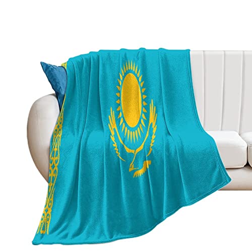 Higoss Decke mit Kasachstan-Flagge, Überwurf mit Länderflagge, Plüsch, superweich, warm, Flanelldecke für Couch, Bett, Sofa, Stuhl, tolles Geschenk für Freunde, Männer, Frauen, 177,8 x 203,2 cm von Higoss