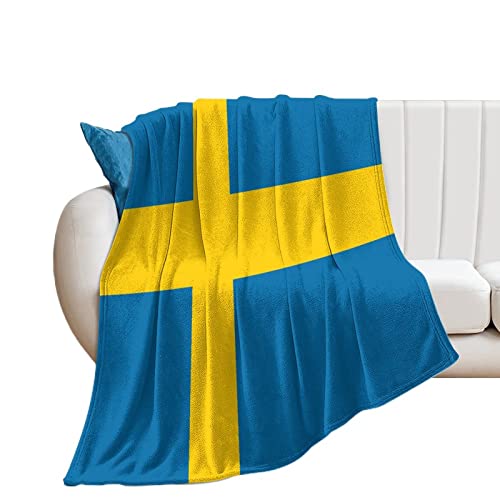 Higoss Decke mit Schweden-Flagge, Überwurf mit Landhausflagge, Plüsch, superweich, warm, Flanelldecke für Couch, Bett, Sofa, Stuhl, tolles Geschenk für Freunde, Männer, Frauen, 152,4 x 203,2 cm von Higoss