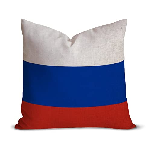 Lendenkissenbezug mit Russland-Flagge, quadratisch, Baumwollleinen, patriotisch, dekorativer Wurfkissenbezug mit verstecktem Reißverschluss für Sofa, Couch, Schlafzimmer, Zuhause von Higoss
