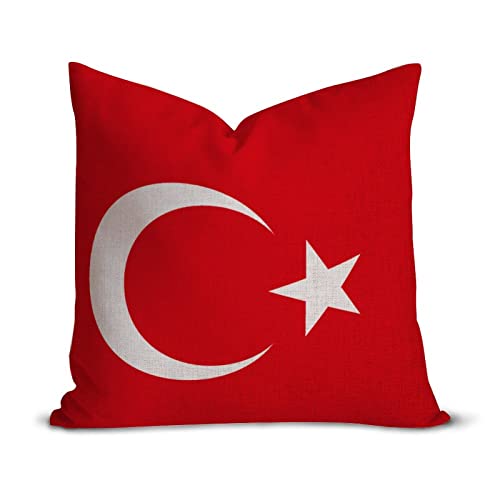 Lendenkissenbezug mit Türkei-Flagge, quadratisch, Baumwollleinen, patriotisch, dekorativer Wurfkissenbezug mit verstecktem Reißverschluss für Sofa, Couch, Schlafzimmer, Zuhause von Higoss