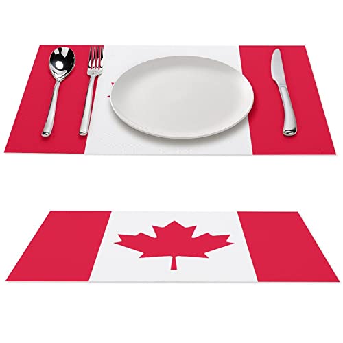 Tischsets 1er Set, Kanada Flagge Dekorative Resistant Rutschfest Waschbar Platzsets Gewebtes Vinyl Platzset Wasserdicht für Küchentisch und Barmatten von Higoss