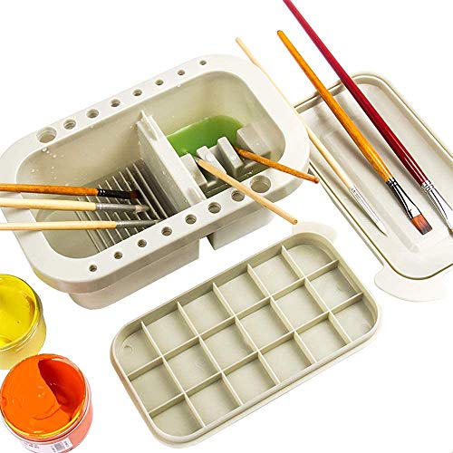 Paint Brush Washer Basin, 3-in-1-Paint Brush Cleaner Pot mit Pinselhalter und Mischpaletten für Aquarell- und Ölgemälde von Higotech