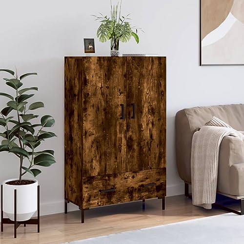 Highboard Räuchereiche 69,5x31x115 cm Sideboard Moderne Kommode Mit Schublade für Schlafzimmer, Kinderzimmer, Wohnungseingang, Flur Komode von Higsose