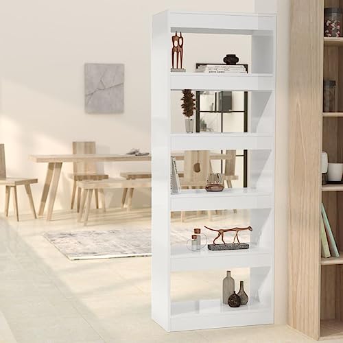 Higsose 60x30x166cm Bücherregal/Raumteiler Hochglanz-Weiß Wohnzimmer Regal Standregal Bücherregal Vielseitige Regal Vitrinenschrank Wohnzimmer Möbel Raumteiler Holz Standregal Holz Bookshelf von Higsose