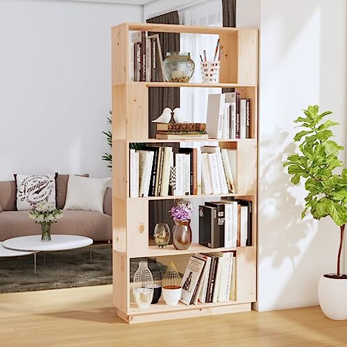 Higsose 80x25x163,5 cm Bücherregal/Raumteiler Massivholz Kiefer Standregal Holz Raumteiler Offenes Regal Vielseitige Regal Vitrinenschrank Möbel für Arbeitszimmer Wohnzimmer Möbel von Higsose
