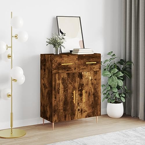 Higsose Aufbewahrungsschrank Buffetschrank für Wohnzimmer Schlafzimmer oder Flur Platzsparendes Design Küchenschrank Räuchereiche 69,5x34x90 cm von Higsose