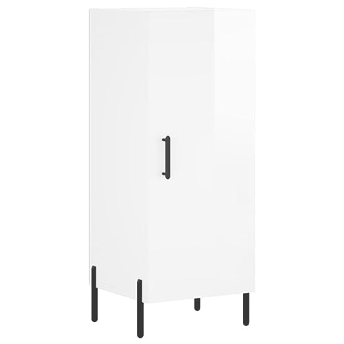 Higsose Aufbewahrungsschrank Klassische Küchenschrank Buffetschrank für Wohnzimmer Schlafzimmer oder Flur Platzsparendes Design Hochglanz-Weiß 34,5x34x90 cm von Higsose