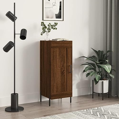 Higsose Aufbewahrungsschrank Klassische Sideboard Buffetschrank für Wohnzimmer Schlafzimmer oder Flur Platzsparendes Design Braun Eichen-Optik 34,5x34x90 cm von Higsose