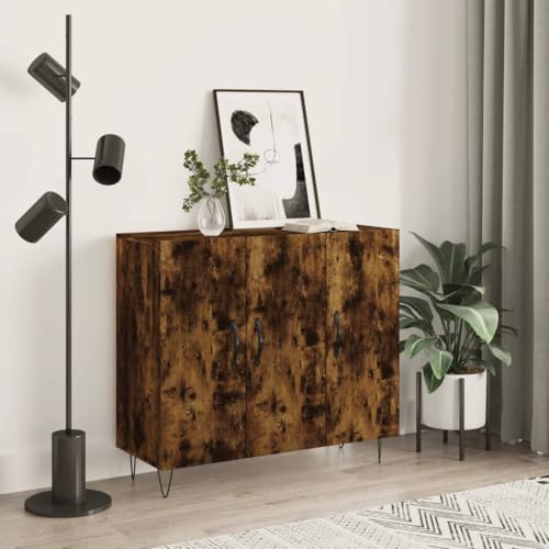 Higsose Aufbewahrungsschrank Klassische Sideboard Buffetschrank für Wohnzimmer Schlafzimmer oder Flur Platzsparendes Design Räuchereiche 90x34x80 cm von Higsose