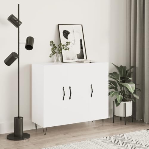 Higsose Aufbewahrungsschrank Klassische Sideboard Buffetschrank für Wohnzimmer Schlafzimmer oder Flur Platzsparendes Design Weiß 90x34x80 cm von Higsose