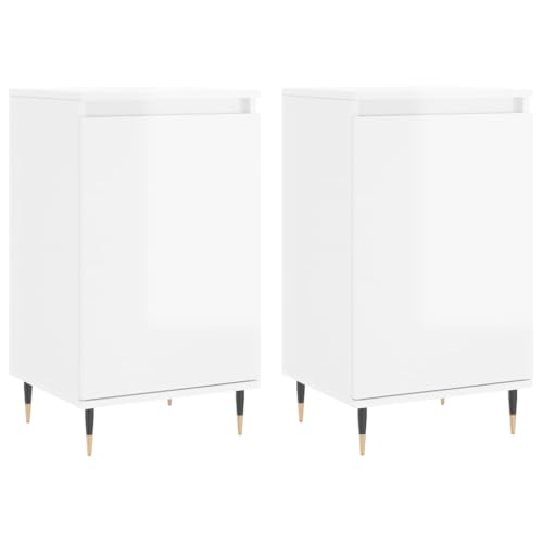 Higsose Aufbewahrungsschrank Küchenschrank 2 STK. Sideboard für Wohnzimmer Schlafzimmer oder Flur Platzsparendes Design Hochglanz-Weiß 40x35x70 cm von Higsose