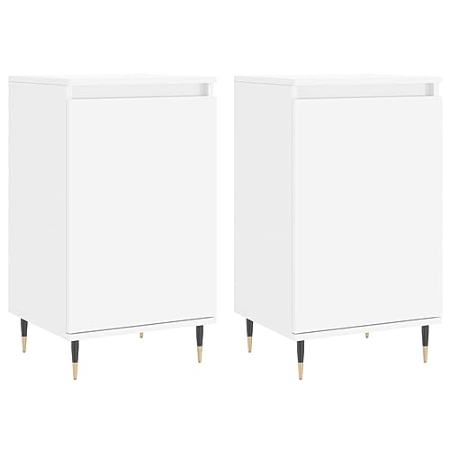 Higsose Aufbewahrungsschrank Küchenschrank 2 STK. Sideboard für Wohnzimmer Schlafzimmer oder Flur Platzsparendes Design Weiß 40x35x70 cm von Higsose