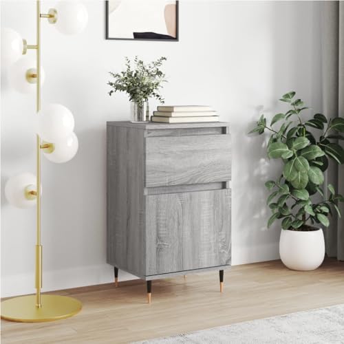 Higsose Aufbewahrungsschrank Küchenschrank Buffetschrank für Wohnzimmer Schlafzimmer oder Flur Platzsparendes Design Grau Sonoma 40x35x70 cm von Higsose