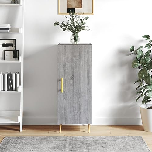 Higsose Aufbewahrungsschrank Küchenschrank Klassische Sideboard für Wohnzimmer Schlafzimmer oder Flur Platzsparendes Design Grau Sonoma 34,5x34x90 cm von Higsose