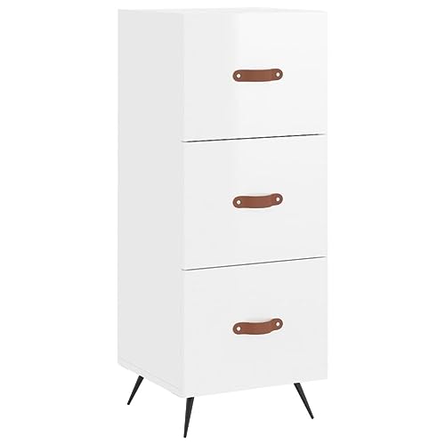 Higsose Aufbewahrungsschrank Küchenschrank Platzsparendes Design Buffetschrank für Wohnzimmer Schlafzimmer oder Flur Hochglanz-Weiß 34,5x34x90 cm von Higsose