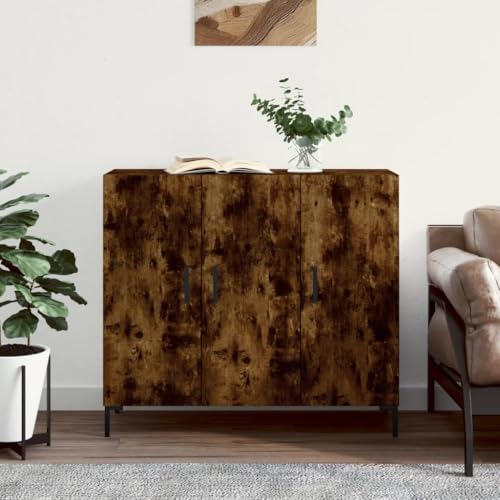 Higsose Aufbewahrungsschrank Küchenschrank Sideboard für Schlafzimmer Wohnzimmer oder Flur Platzsparendes Design Räuchereiche 90x34x80 cm von Higsose