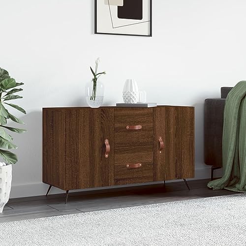 Higsose Aufbewahrungsschrank Küchenschrank Sideboard für Wohnzimmer Schlafzimmer oder Flur Platzsparendes Design Braun Eichen-Optik 100x36x60 cm von Higsose