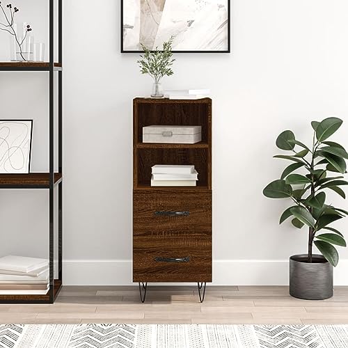 Higsose Aufbewahrungsschrank Küchenschrank Sideboard für Wohnzimmer Schlafzimmer oder Flur Platzsparendes Design Braun Eichen-Optik 34,5x34x90 cm von Higsose