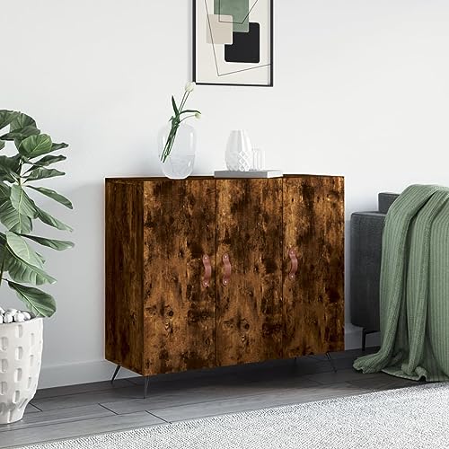 Higsose Aufbewahrungsschrank Küchenschrank Sideboard für Wohnzimmer Schlafzimmer oder Flur Platzsparendes Design Räuchereiche 90x34x80 cm von Higsose