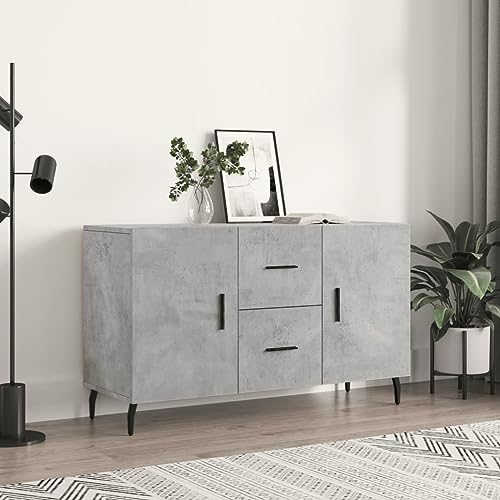 Higsose Aufbewahrungsschrank Moderne Buffetschrank Küchenschrank für Wohnzimmer Schlafzimmer oder Flur Platzsparendes Design Betongrau 100x36x60 cm von Higsose