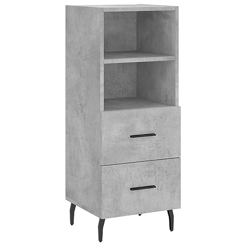 Higsose Aufbewahrungsschrank Platzsparendes Design Moderne Küchenschrank Buffetschrank für Wohnzimmer Schlafzimmer oder Flur Betongrau 34,5x34x90 cm von Higsose