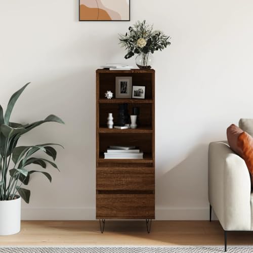 Higsose Aufbewahrungsschrank Sideboard Buffetschrank für Wohnzimmer Schlafzimmer oder Flur Platzsparendes Design Braun Eichen-Optik 40x36x110 cm von Higsose