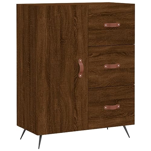 Higsose Aufbewahrungsschrank Sideboard Buffetschrank für Wohnzimmer Schlafzimmer oder Flur Platzsparendes Design Braun Eichen-Optik 69,5x34x90 cm von Higsose