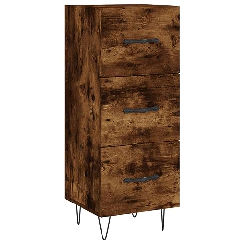 Higsose Aufbewahrungsschrank Sideboard Buffetschrank für Wohnzimmer Schlafzimmer oder Flur Platzsparendes Design Räuchereiche 34,5x34x90 cm von Higsose