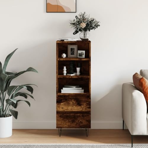 Higsose Aufbewahrungsschrank Sideboard Buffetschrank für Wohnzimmer Schlafzimmer oder Flur Platzsparendes Design Räuchereiche 40x36x110 cm von Higsose