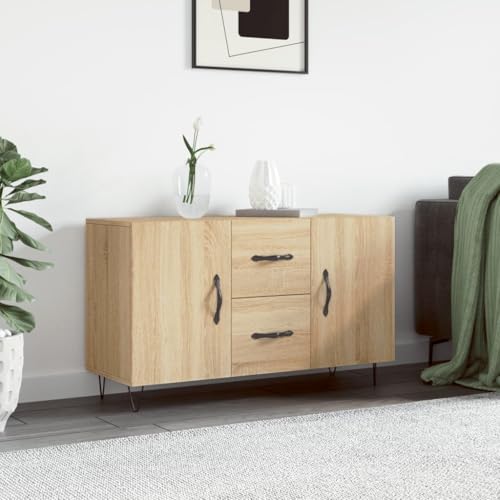 Higsose Aufbewahrungsschrank Sideboard Küchenschrank für Wohnzimmer Schlafzimmer oder Flur Platzsparendes Design Sonoma-Eiche 100x36x60 cm von Higsose