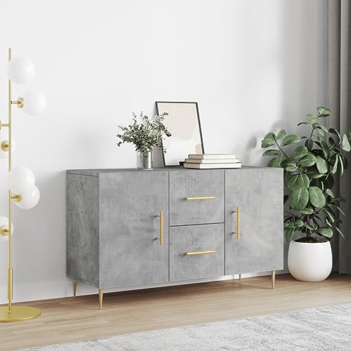 Higsose Aufbewahrungsschrank Sideboard Platzsparendes Design Buffetschrank für Wohnzimmer Schlafzimmer oder Flur Betongrau 100x36x60 cm von Higsose