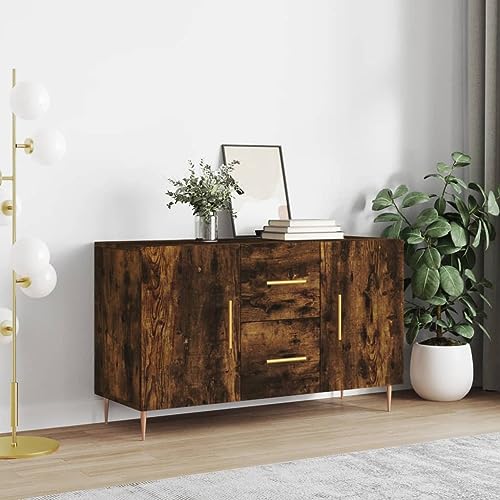 Higsose Aufbewahrungsschrank Sideboard Platzsparendes Design Buffetschrank für Wohnzimmer Schlafzimmer oder Flur Räuchereiche 100x36x60 cm von Higsose