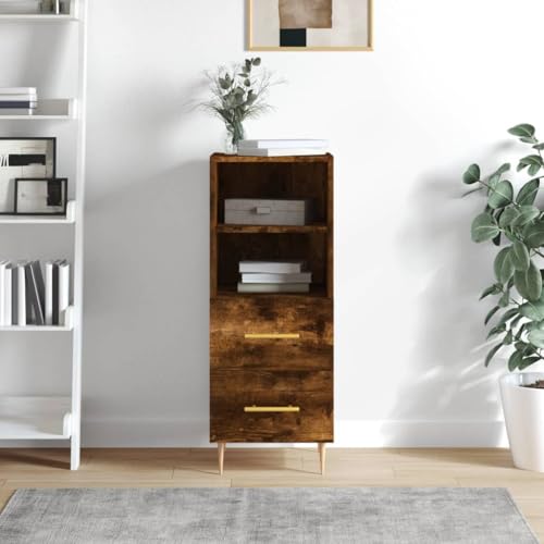 Higsose Aufbewahrungsschrank Sideboard Platzsparendes Design Buffetschrank für Wohnzimmer Schlafzimmer oder Flur Räuchereiche 34,5x34x90 cm von Higsose