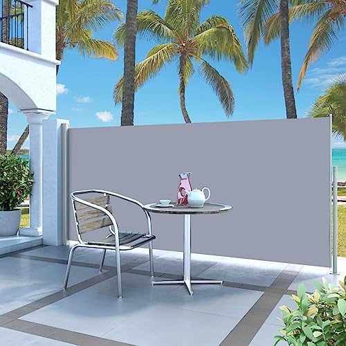 Higsose Ausziehbare Seitenmarkise 140x300 cm Grau Sichtschutz Garten Sichtschutz Balkon Sichtschutz Terrasse Markise Balkon Windschutz Terrasse Stilvolle Seitenmarkise von Higsose