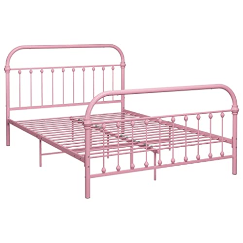 Higsose Bettgestell Rosa Metall 120x200 cm Metallbett Bettrahmen Bed Frame Bettgestelle Bettrahmen Paletten Bett Daybed Metallrahmenbett Bett Metall von Higsose