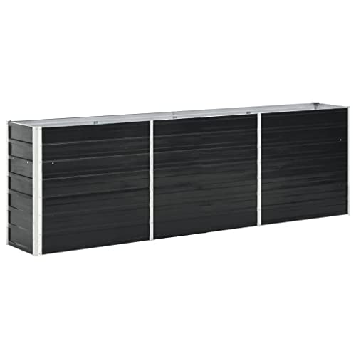 Higsose Blumenkasten Terrassen Hochbeet 240x40x77 cm Verzinkter Stahl Pflanzbeet Anzuchtbeet Pflanzenbeet Gemüsebeet Gartenbeet aus Metall Blumenbeet Raised Bed Pflanzkübel für Draußen Anthrazit von Higsose