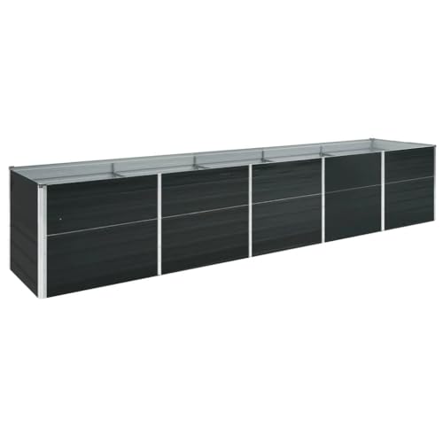 Higsose Blumenkasten Terrassen Hochbeet 400x80x77 cm Verzinkter Stahl Gartenbeet aus Metall Blumenbeet Raised Bed Pflanzkübel für Draußen Pflanzbeet Anzuchtbeet Pflanzenbeet Gemüsebeet Anthrazit von Higsose