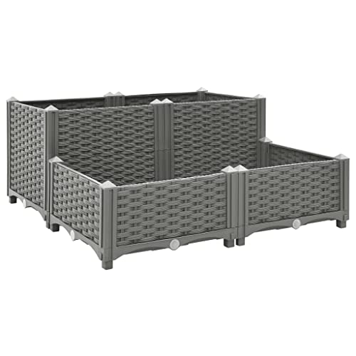 Higsose Blumenkasten Terrassen Hochbeet 80x80x38 cm PP Anzuchtbeet Kräuterbeet Pflanzenbeet für Draußen Pflanzbeet Blumenbeet Raised Bed Pflanzkübel Gemüsebeet Gartenbeet Hellgrau von Higsose
