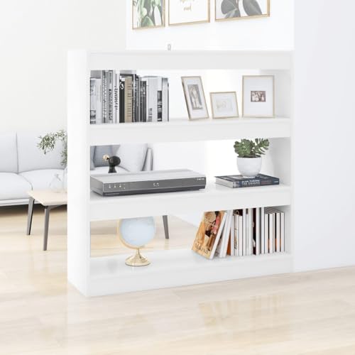 Higsose Bücherregal/Raumteiler HolzRegal Schmal Raumteiler Holz Standregal Holz Bookshelf Wohnzimmer Regal Standregal Bücherregal Vielseitige Regal Weiß 100x30x103 cm von Higsose