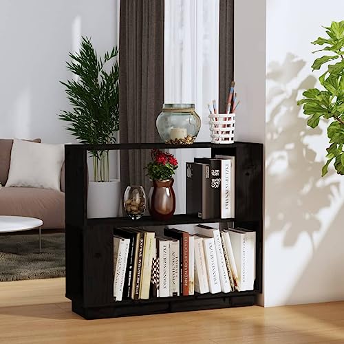 Higsose Bücherregal/Raumteiler Schwarz 80x25x70 cm Regal Schmal Vitrinenschrank Raumteiler Holz Standregal Holz Bookshelf Wohnzimmer Regal Standregal Bücherregal Vielseitige Regal Massivholz Kiefer von Higsose