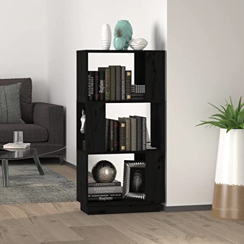 Higsose Bücherregal/Raumteiler Vitrinenschrank Raumteiler Holz Standregal Holz Bookshelf Wohnzimmer Regal Standregal Bücherregal Vielseitige Regal Regal Schmal Schwarz 51x25x101 cm Massivholz Kiefer von Higsose