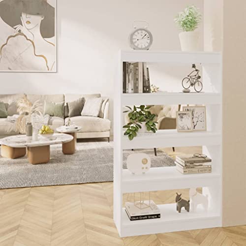 Higsose Bücherregal/Raumteiler Weiß 80x30x135 cm Holzwerkstoff Wohnzimmer Möbel Organizer Holz Regal Schmal Holzregal Vielseitige Regal Vitrinenschrank Raumteiler Holz Standregal BüCherregal von Higsose