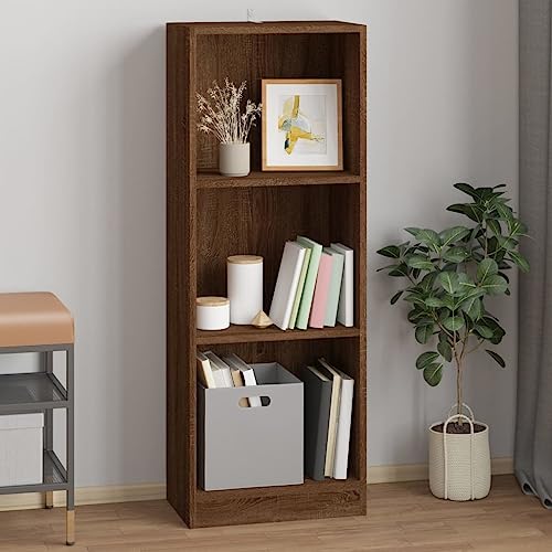 Higsose Bücherregal 3 Fächer Bücherregal Holz Vielseitige Regal Sideboard Wohnzimmer Offenes Regal Vitrinenschrank Standregal Bücherregal Wohnzimmer Möbel Braun Eichen-Optik 40x24x109 cm von Higsose