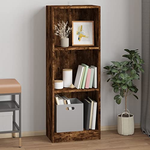 Higsose Bücherregal 3 Fächer Standregal Bücherregal Wohnzimmer Möbel Bücherregal Holz Vielseitige Regal Sideboard Wohnzimmer Offenes Regal Vitrinenschrank Räuchereiche 40x24x109 cm Holzwerkstoff von Higsose