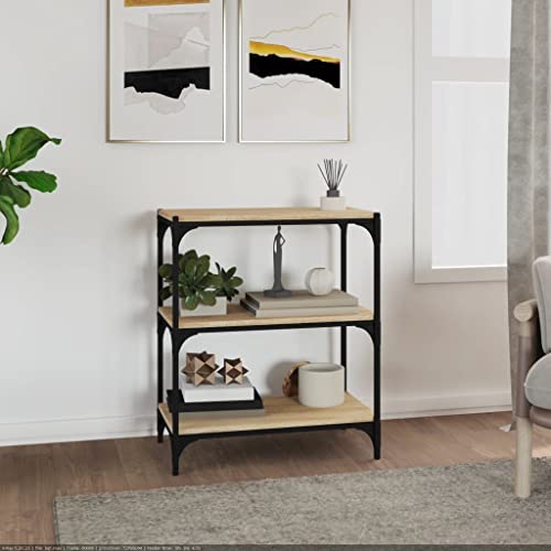 Higsose Bücherregal Metallregal Standregal Holz Offenes Regal Vielseitige Regal Standregal Bücherregal Wohnzimmer Möbel HolzRegal Schmal Sonoma-Eiche 60x33x70,5 cm Holzwerkstoff und Stahl von Higsose