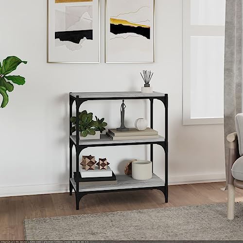 Higsose Bücherregal Offenes Regal Vielseitige Regal Standregal Bücherregal Wohnzimmer Möbel Holzregal Regal Schmal Metallregal Standregal Holz Grau Sonoma 60x33x70,5 cm Holzwerkstoff und Stahl von Higsose