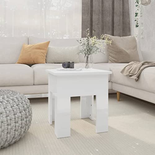 Higsose Couchtisch Hochglanz-Weiß 40x40x42 cm Holzwerkstoff Wohnzimmertisch Beistelltisch Couchtisch mit Stauraum Sofatisch Telefontisch für Wohnzimmer Schlafzimmer Elegantes & Stilvolles Aussehen von Higsose