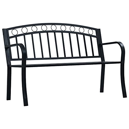 Higsose Gartenbank 125 cm Schwarz Stahl Gartenbank Wetterfest Gartenbank Metall Sitzbank Outdoor Wetterfest Sitzbank Balkon Garten Möbel Garten Stühle Balkon Möbel Balcony Furniture von Higsose