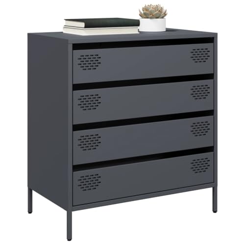 Higsose Hochschrank Seitenschrank Aufbewahrungsschrank für Wohnzimmer Schlafzimmer Flur oder Büro Innenmöbel Heimdekoration Anthrazit 68x39x73,5 cm von Higsose